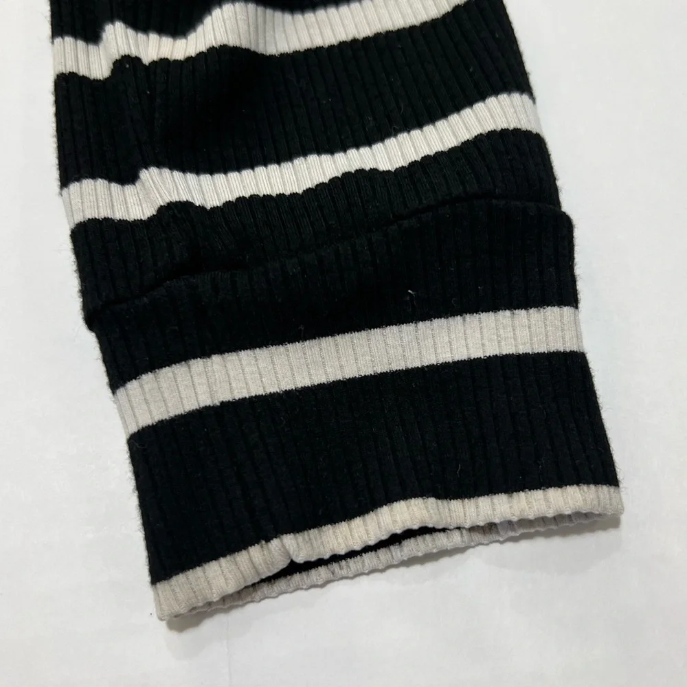 Black and White Striped Women's Top